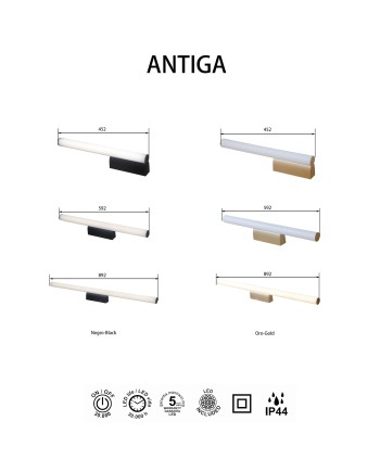 ANTIGA * APLIQUE LED IP44 4000K 18W NEGRO